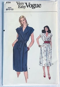 Vintage Vogue 8704 Straight Flared WRAP DRESS Sewing Pattern Size 8 10 12 UNCUT - Picture 1 of 3