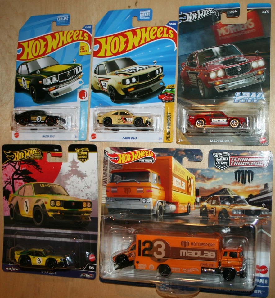Hot Wheels MAZDA RX-3 Lot Of 5 2022-25 SPEED GRAPHICS Car Culture Team Transport - Image 1 of 1