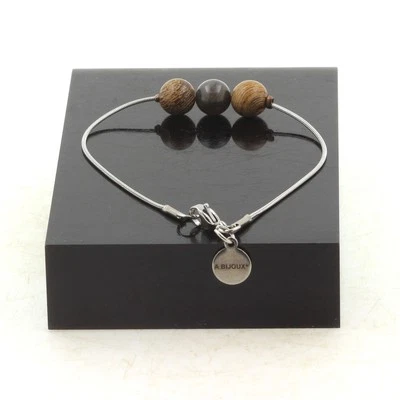 Edelsteine Und Mineralien. Armband Aus Edelstahl 1 Saphirperle Aus Mogok, Birma - Bild 1 von 2