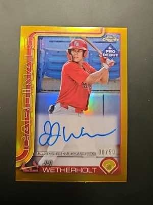 2025 Pro Debut Chrome JJ WETHERHOLT ON-CARD AUTO GOLD #ed /50 REFRACTOR - Image 1 of 4