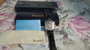 NIOB VINTAGE STAUER SELF WINDING AUTOMATIC 21047 27 JEWELS BLACK MEN'S WATCH - Picture 1 of 5