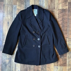 Black vintage DSCP Quarterdeck collection wool Peacoat size 14L - Picture 1 of 8