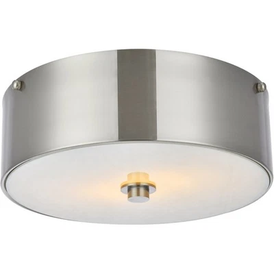 Living District LD6025 Hazen Flush Mount Burnished Nickel and White - Image 1 of 4