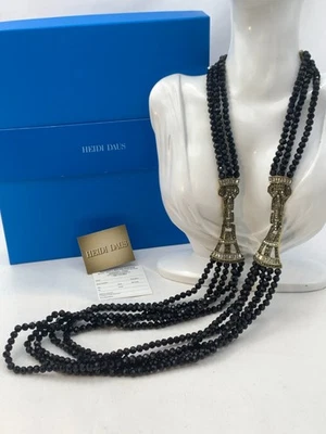 Collar Heidi Daus Deco Master Broche Negro Cuentas Facetadas 5 Hilos Foto 1 de 4