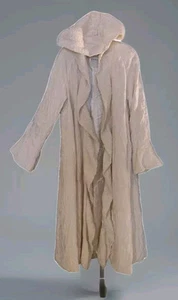 Vintage CHAYES Rare Butter Cream Crushed Velvet Hooded Cloak Coat W Pockets Lrg - Picture 1 of 22