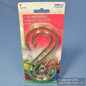 Brass Finish Steel 6" Ceiling Suspended Large S-Hooks + Screw Eye V2665 N275-172 - Picture 1 of 4