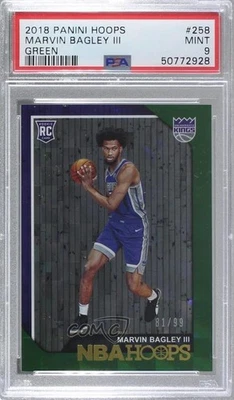 2018-19 Panini NBA Hoops Green /99 Marvin Bagley III #258 PSA 9 MINT Rookie RC - Image 1 of 2