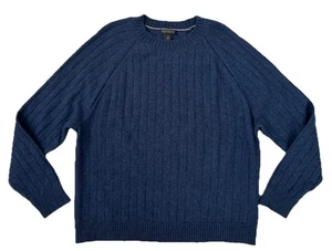 Banana Republic italienisches Garn Wolle XL blau Grobstrick Pullover Rundhals Herren - Bild 1 von 6