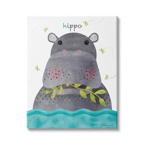 Hungry Hippo Canvas Wall Art 24x30 Kids Room Decor by Stephanie Marrott White - Picture 1 of 6