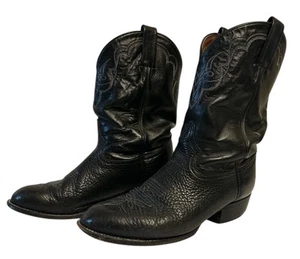 Stivali da cowboy Tony Lama da uomo taglia 8EE neri in pelle di toro CT456 made in USA vintage - Foto 1 di 12