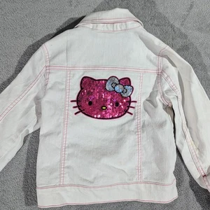Hello kitty Girls Jean Jacket Youth 7 Small Button-up Collared Denim Outerwear - Picture 1 of 7