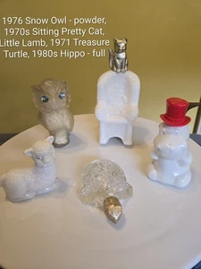 Set of 5 Vintage Avon Animal Theme, Owl, Cat, Hippo, Turtle, Lamb, Most Full - Picture 1 of 6