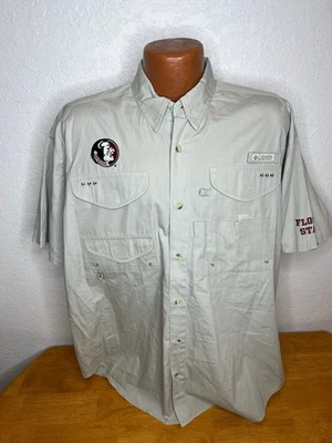 Para hombres Columbia PFG Pesca S/S Botón Abajo Florida State Seminoles Mediano M Bronceado Foto 1 de 4