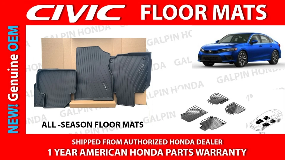 2022-2026 NEW GENUINE HONDA CIVIC FLOOR MATS [08P17-T20-110] - Image 1 of 1