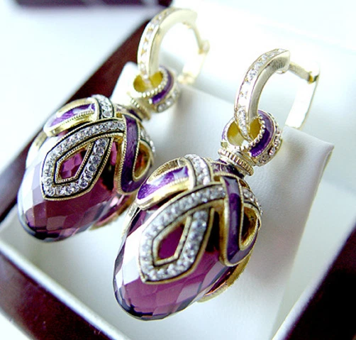 ¡OFERTA! PRECIOSOS PENDIENTES HECHOS EN PLATA DE LEY 925 con AMATISTA y ESMALTE Foto 1 de 1