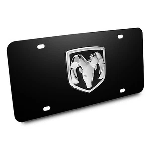 RAM 3D Logo Black Stainless Steel License Plate, Made in USA, Lifetime Warranty - Picture 1 of 3