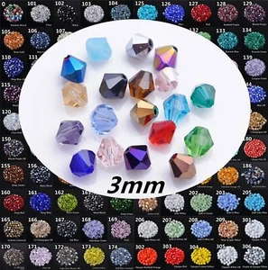 Lote de 200 cuentas espaciadoras sueltas artesanías de vidrio facetado bicono 3x2 mm a granel - Imagen 1 de 82