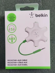 BELKIN ROCKSTAR + AUX CABLE, 5 WAY SPLITTER - New & Sealed - Picture 1 of 2