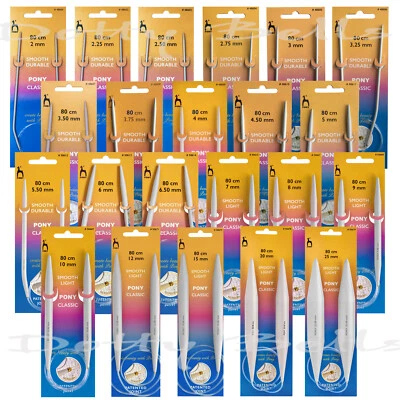 Pony CLASSIC Fixed Circular Knitting Needles & Socks Pins - FULL RANGE of Sizes - Image 1 of 4