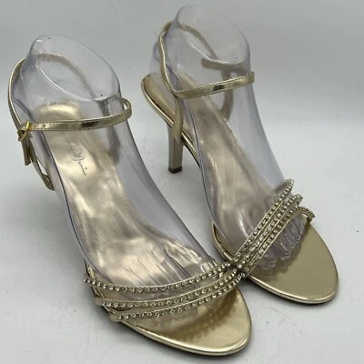 Marichi Maui Women's Shoes Formal Gold Rhinestones Ankle Strap Open Toe Size 8.5 - Image 1 of 4