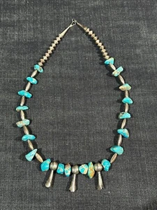 Native American Navajo Pearls and Turquoise necklace 23" 66g Purchased 1975 #15 - Picture 1 of 4