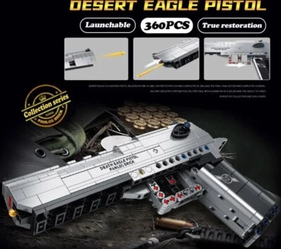MOC Desert Eagle King Block Gun Building Blocks Working Firing Set 360+ pcs - Image 1 of 4