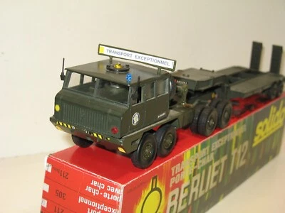Solido Berliet T12 Military Tank Transporter Dark Khaki Electric + Blue, 70' N - Image 1 of 4
