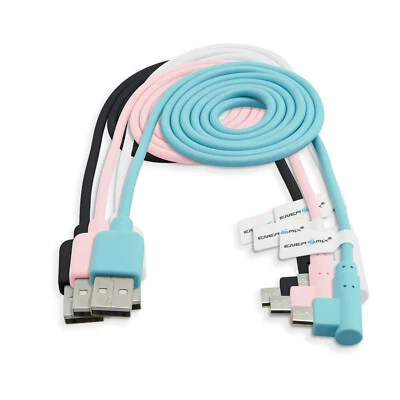1m Micro USB Kabel 90 Grad gewinkelt Winkelstecker schwarz rosa blau weiß - Bild 1 von 4