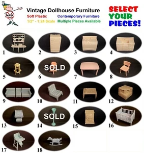 Vintage MARX 1/2" scale soft plastic Contemporary style Dollhouse Furniture - Picture 1 of 16