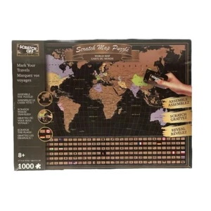 Scratch off Puzzle Reveal World Map With Flags, Gift For Travelers! 1000 Pcs NEW - Picture 1 of 3