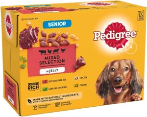 Bolsas de comida húmeda para perros de pedigrí variedad senior en jalea (12 x 100 g) 100% completas - Imagen 1 de 6