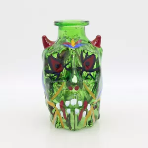 3,54"H Grün Glas Bong Wasser Rauchen Shisha Totenkopf Form Shisha Bubbler Pfeifen - Bild 1 von 5
