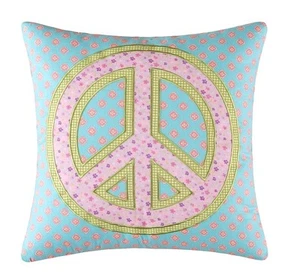 GROOVY PEACE SIGN ACCENT PILLOW : GIRLS TEEN LOVE BED CUSHION - Picture 1 of 3