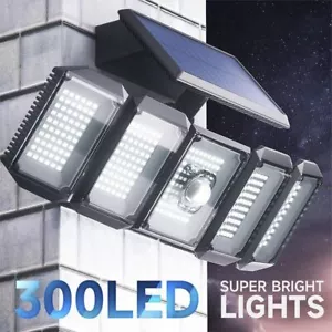 Luz Lamparas 300 LED Luces Solares Exterior Para Patio Con Sensor De Movimiento - Picture 1 of 14