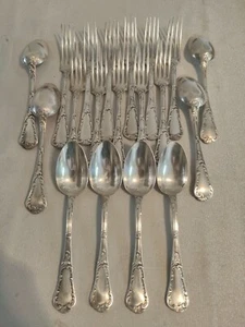 Charles Christofle Modèle Chrysanthèmes XIX / 11 Fourchettes+8 Cuillères 21,5 cm - Imagen 1 de 16