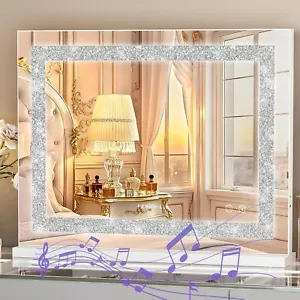 FENCHILIN Bluetooth Hollywood Vanity Specchio Luci 58x46cm Cristallo Schiacciato HSEGA - Foto 1 di 7