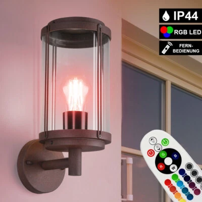 RGB LED Wand Laterne rost Fernbedienung Außen Lampe Hof Einfahrt Leuchte dimmbar - Bild 1 von 4