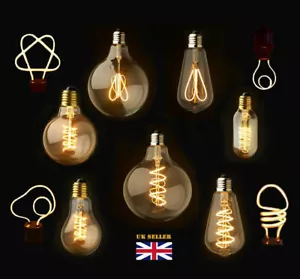 E27 B22 Retro Vintage Edison Flexible LED Spiral Filament Light Bulb - Picture 1 of 27