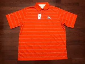 NEW MIAMI MARLINS POLO SHIRT MENS XL ORANGE ANTIGUA GOLF DELUXE BASEBALL NWT v - Picture 1 of 9