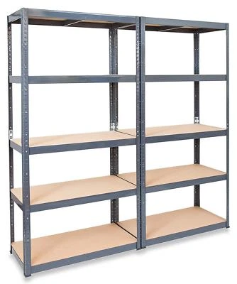 TWIN PACK of 2 x Heavy Duty Boltless Shelves GREY 180cm Tall Garage Shop Storage - Image 1 of 4