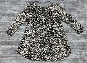 Cable & Gauge Top Womens XL Brown Leopard 3/4 Sleeve Viscose Blend Casual - Picture 1 of 11