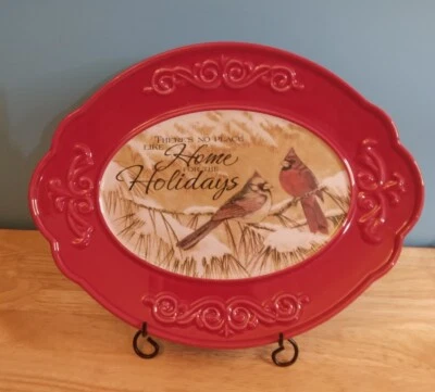 Carson Home Accents 12 1/2" Home For The Holidays Serving Tray With Stand New - Image 1 of 4