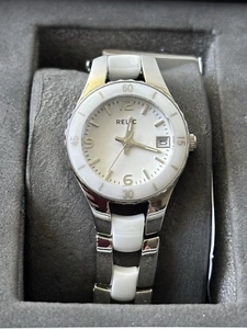 NIB Relic by Fossil Women's White/Silver Color Stainless Steel Ceramic Watch - Picture 1 of 6