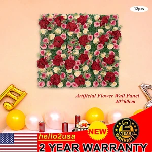 12 paneles de pared flores artificiales boda rosa hortensia pared floral 60*40 cm - Imagen 1 de 19