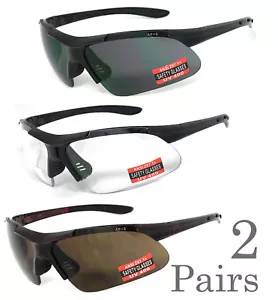 2 Pairs Safety Bifocal Reading Glasses Reading Sunglasses UV Protect AP+S Z87.1+ - Picture 1 of 13