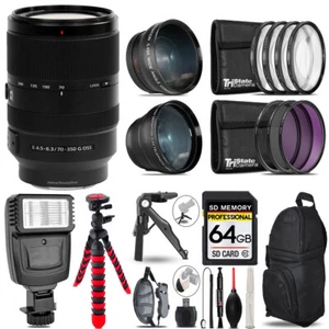 Sony E 70-350 F/4.5-6.3 G OSS Lens -3 Lens Kit + Flash + Tripod - 64GB Kit - Picture 1 of 7