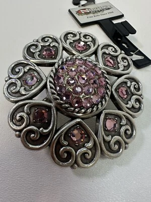 NUEVO CON ETIQUETAS Damas M Nocona Corazón Western Cinturón Hebilla Rosa Estrás San Valentín’s Foto 1 de 4