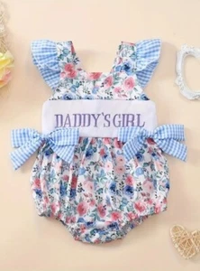 NEW 'Daddy's Girls' Baby Girls Floral Sleeveless Romperc - Picture 1 of 7