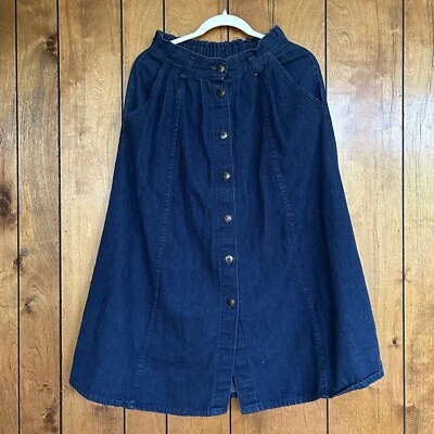 Cherokee 14 XL Denim Jean Full A-Line Button Down Vtg 80s 90s Skirt Foto 1 de 4