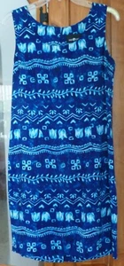 VESTIDO SAG HARBOR Hasta la Rodilla Cuello Redondo Floral Geométrico Aqua en Azul talla 10 - Imagen 1 de 2